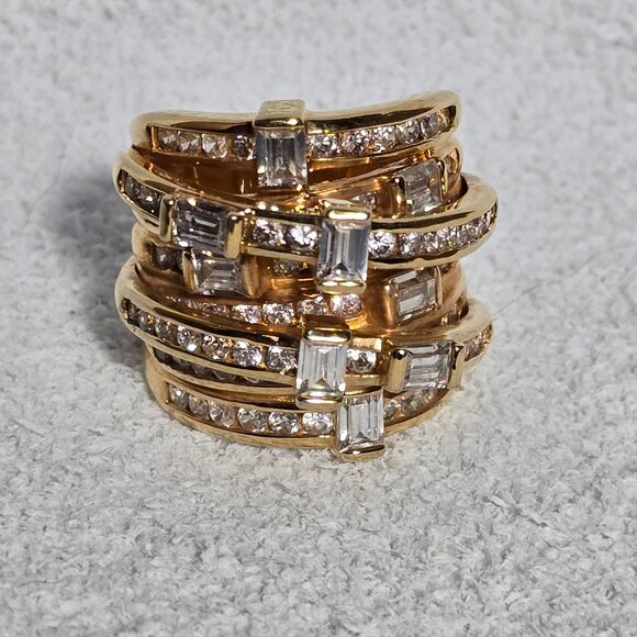 Wide Stacked-Look Ring in Goldtone - Picture 1 of 10